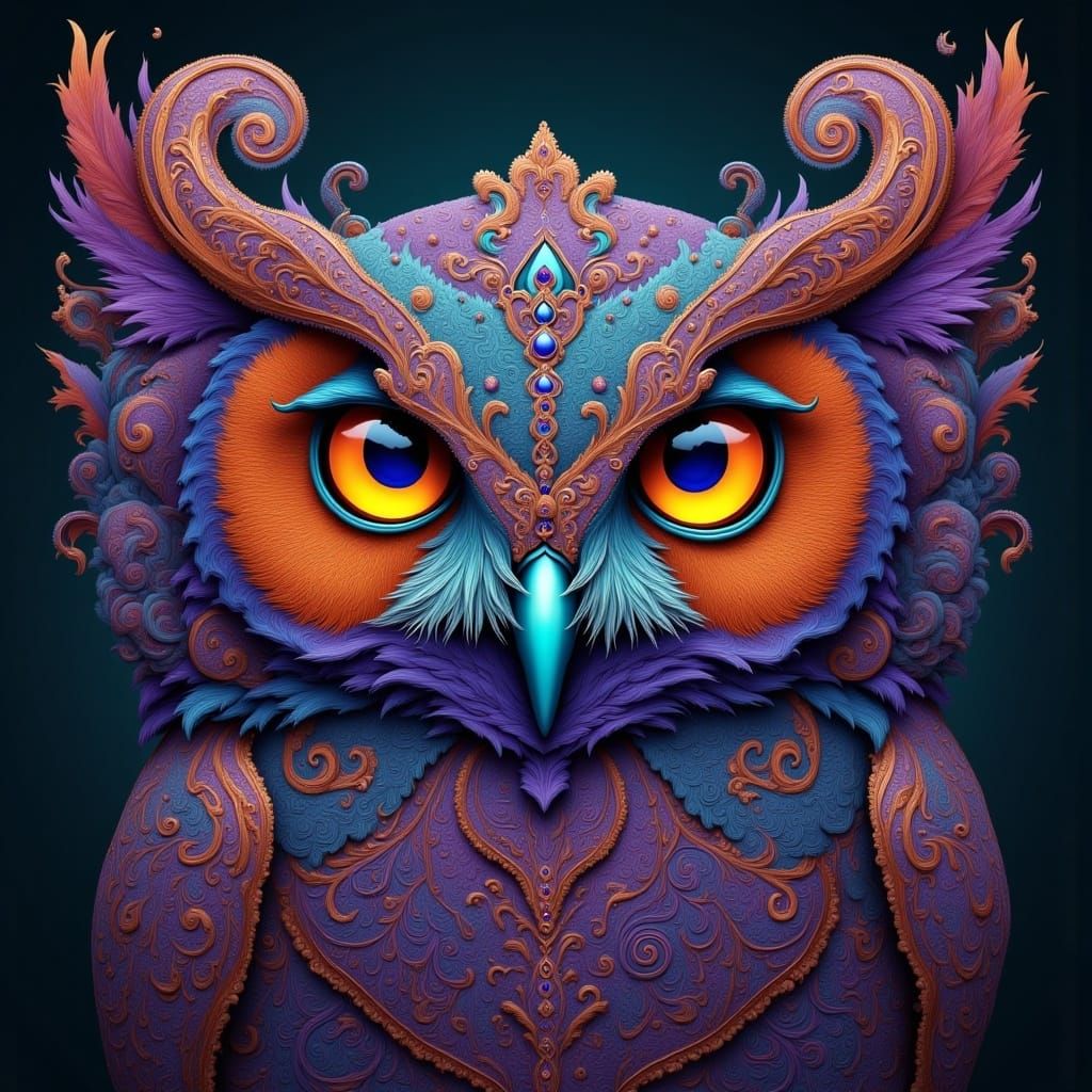 A paisley barn owl <lora:Paisley Powers II:1.0> 