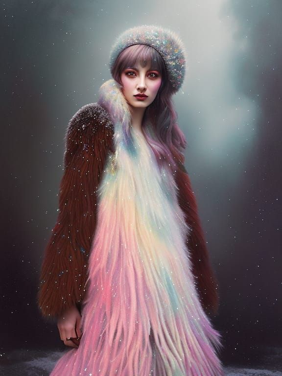 Insanely detailed photograph snowy portrait of a Beautiful S...