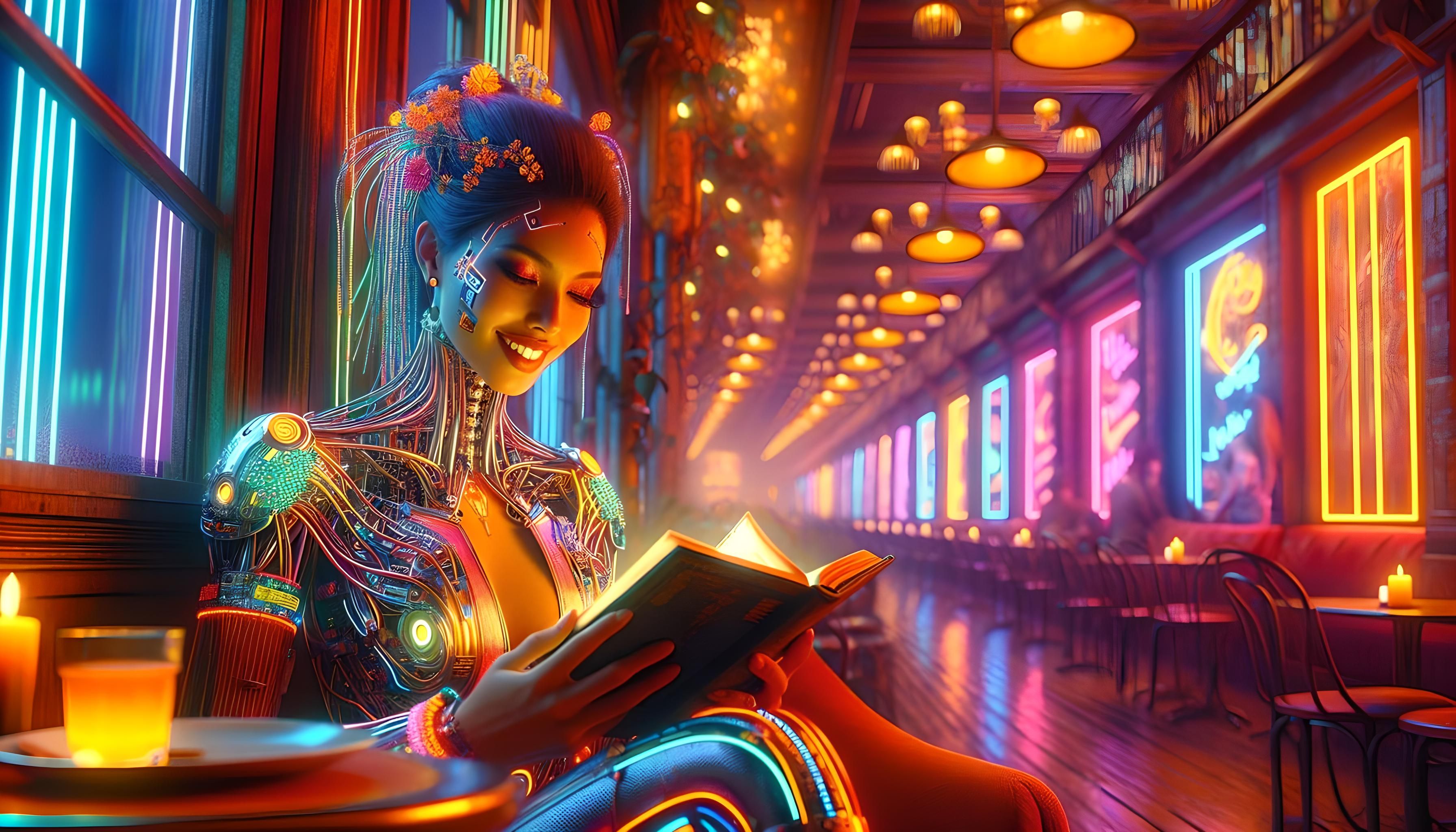 Cozy Neon Café - AI Generated Artwork - NightCafe Creator