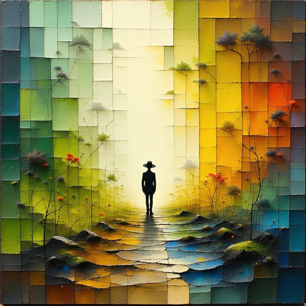 Abstract Figure in Radiant Landscape