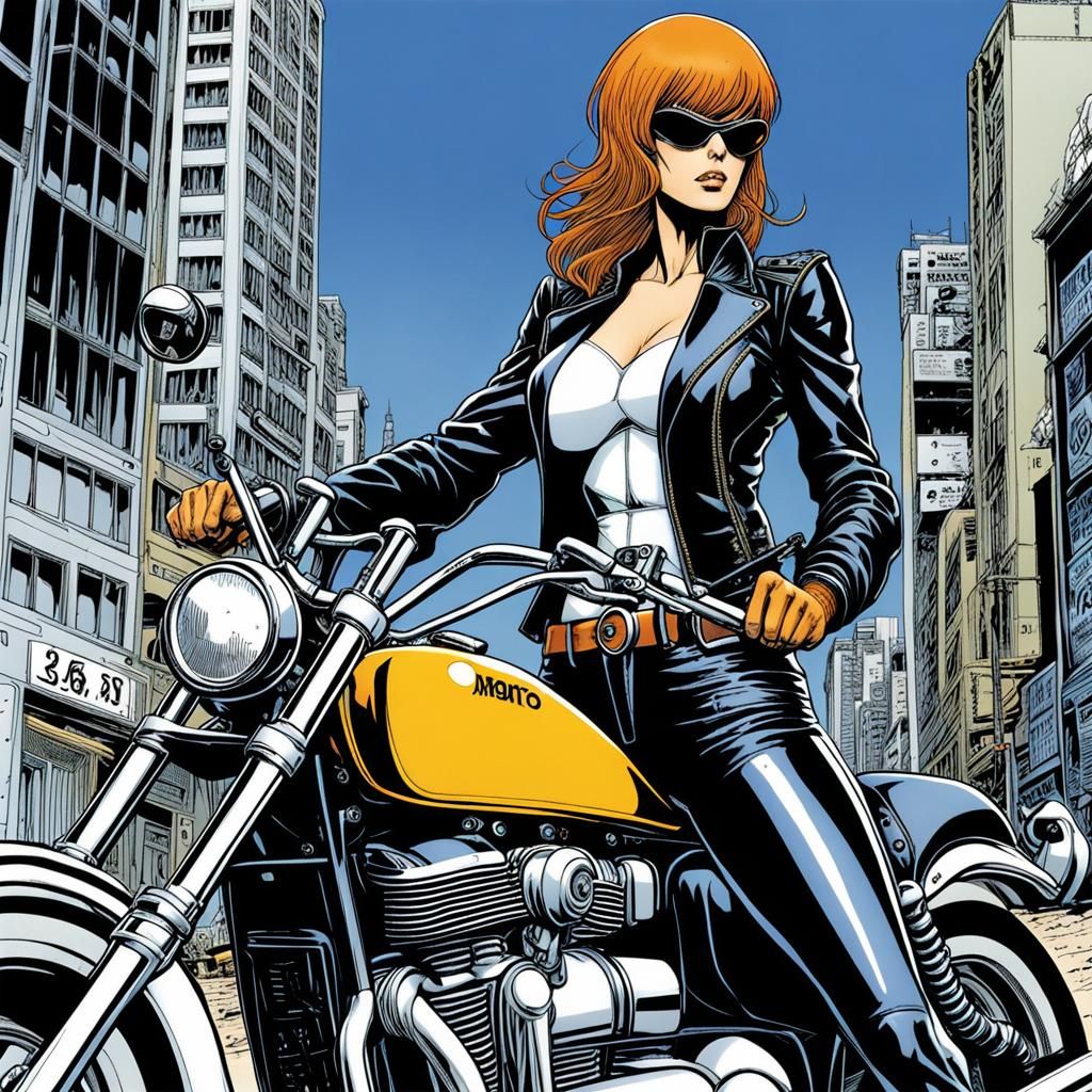 Biker in action comics
