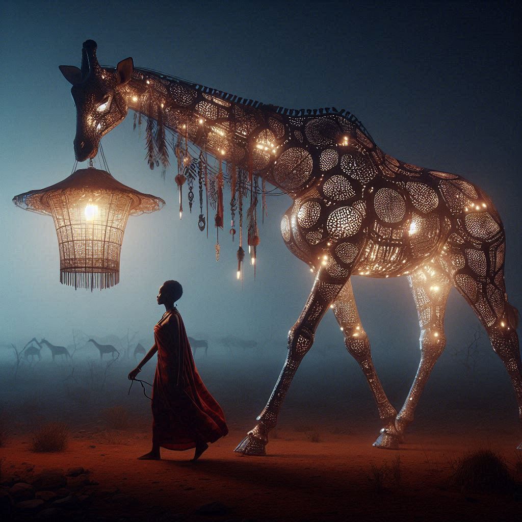 Giraffe illuminating wisdom and peace