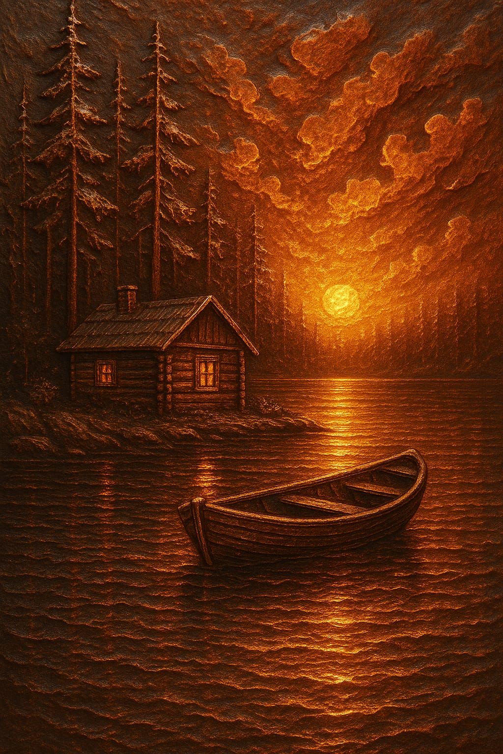 בקתת עץ על שפת האגם