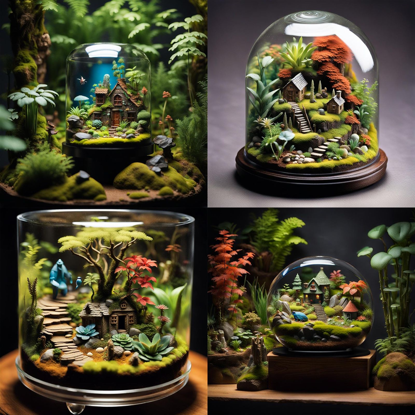 Delve into the miniature wonders of terrariums, where tiny ecosystems come to life within glass confines. With AI's help...