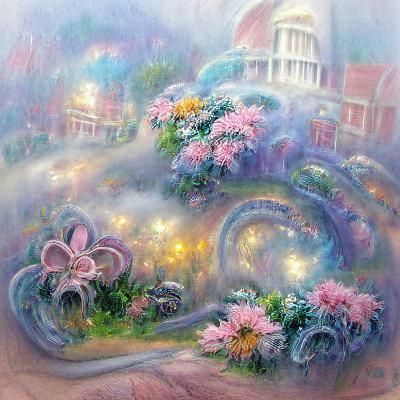 A pastel spiral of flowers and sparkles