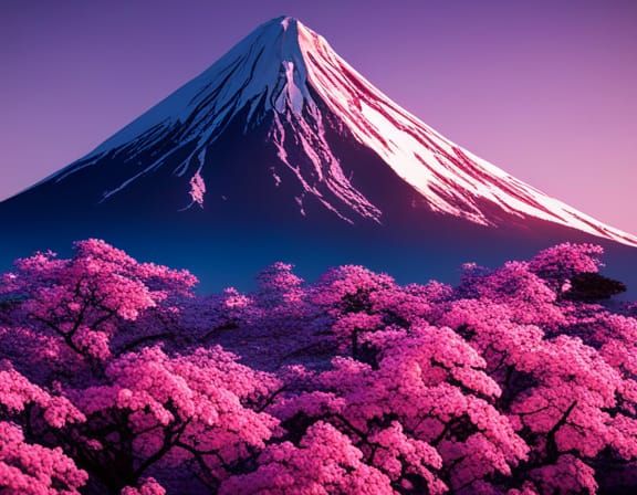 Japan cherry blossoms at mount fuji - AI Generated Artwork - NightCafe ...