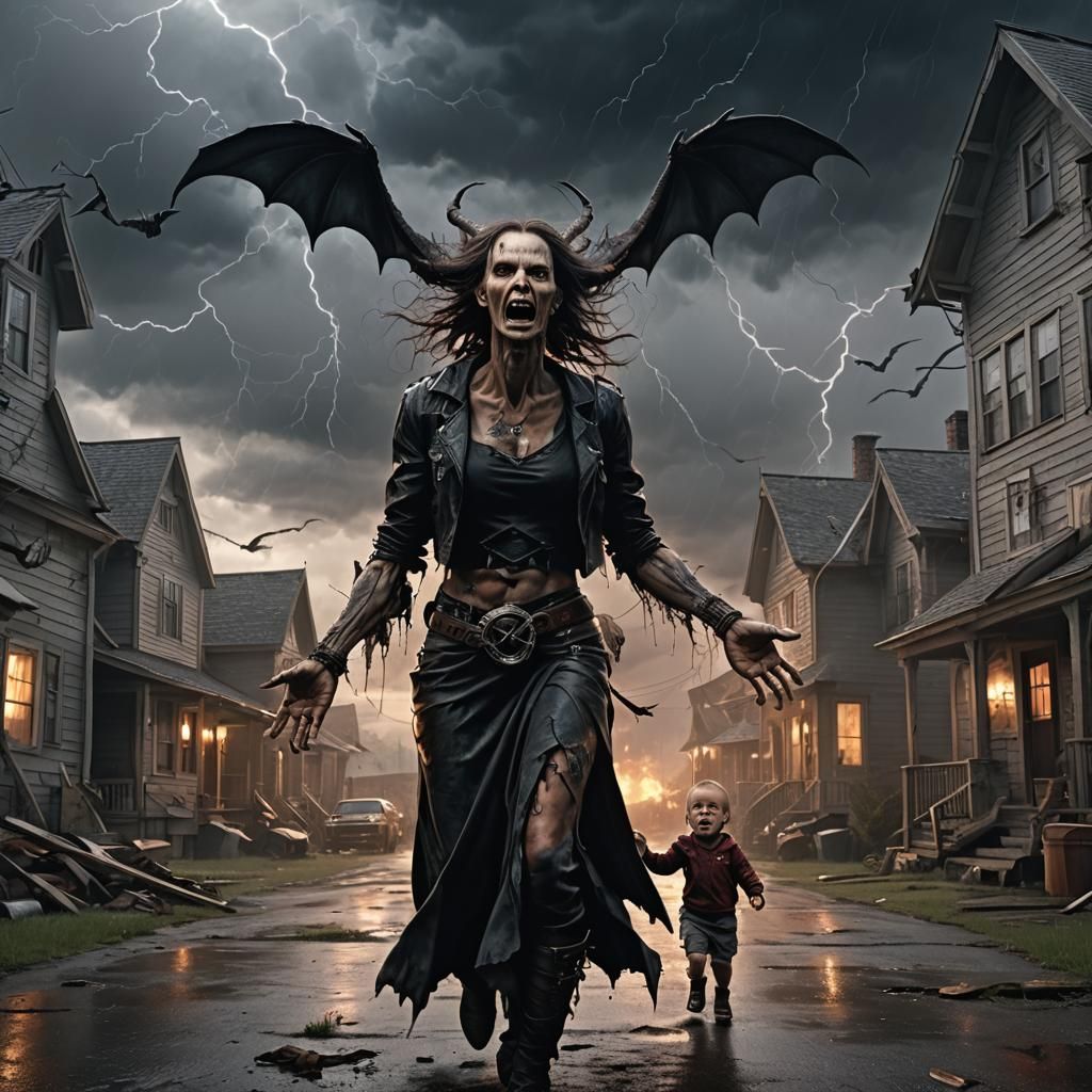 a exceptionally bad scary none human incubus holding in the ...