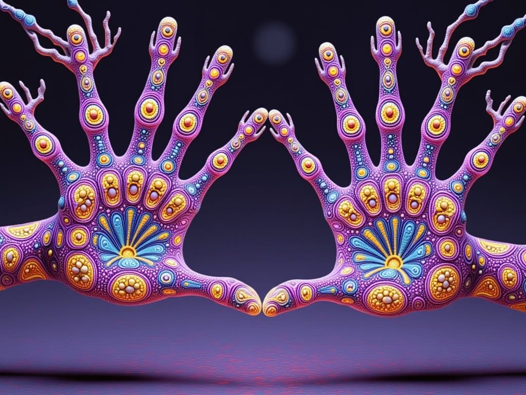 Surreal Fluorescent Landscape with Stroboscopic Depth