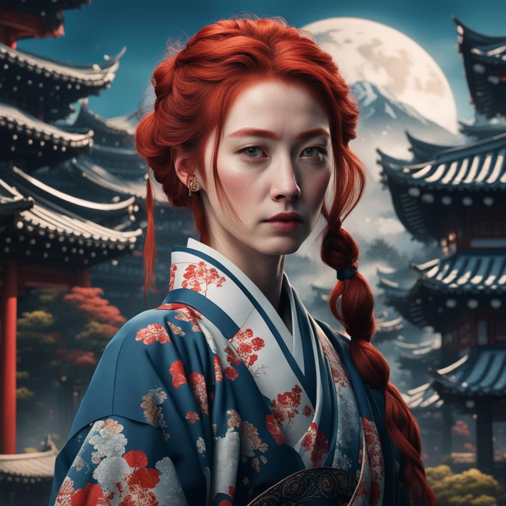 Female portrait in Japanese clothing