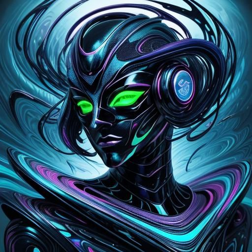 Futuristic Masked Figure in Surreal Dreamlike Digital Art