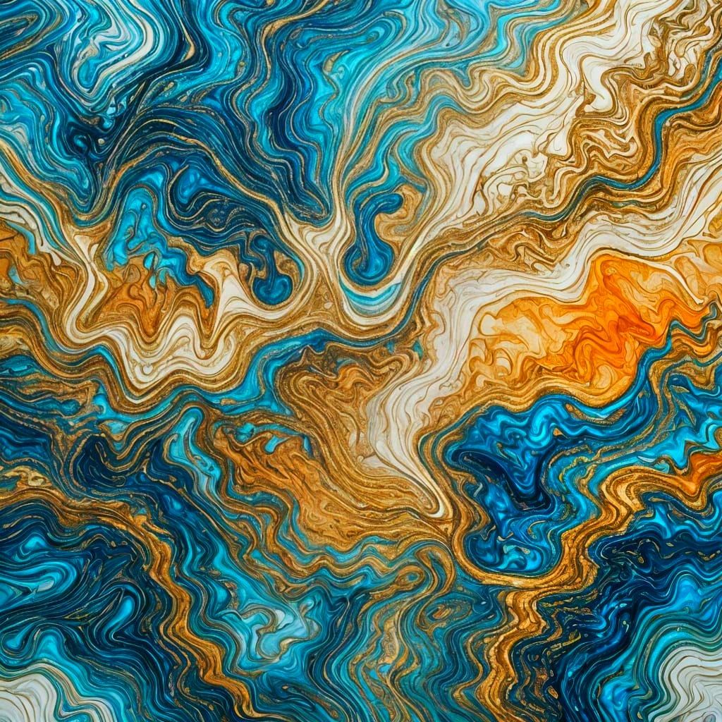 Horseman on Bridge in Fluid Art Style