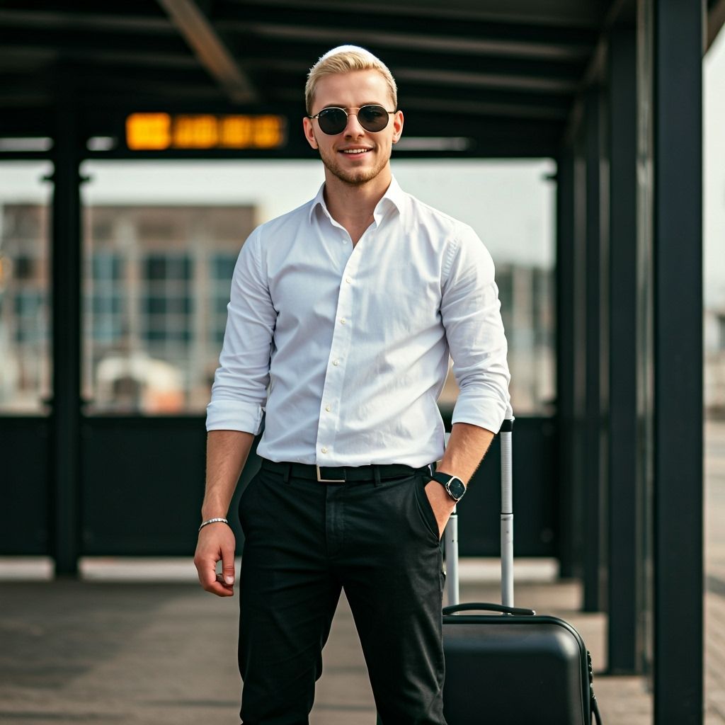 Stylish Young Haredi Man at Bus Stop