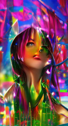 8K 3D iridescent anime concept art poster art colourful girl
