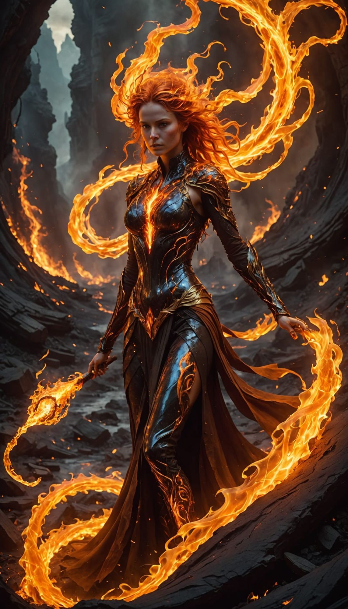 Mythic Confrontation Between Elemental Forces of Fire and Wind - Start Image 1
