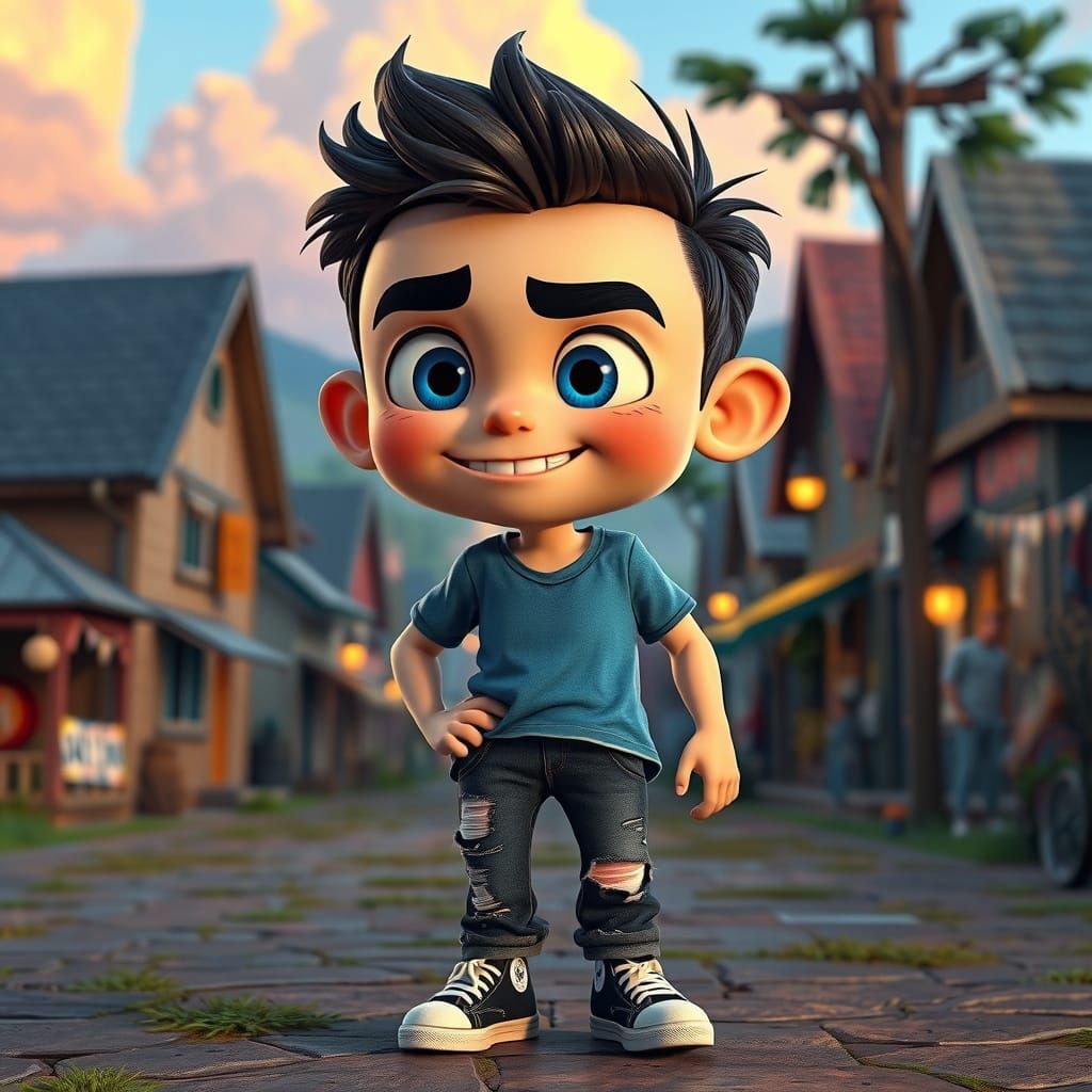 Funny 3D Character in DreamWorks Cartoon Style