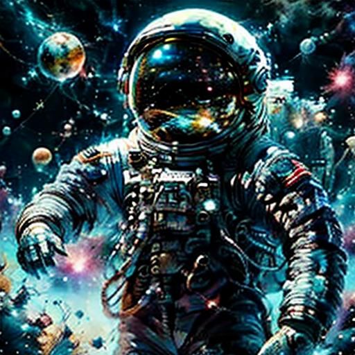 Beautiful astronaut floating near a space station, fancy, galactic, beauty <lora:Astronaut:1.0> 