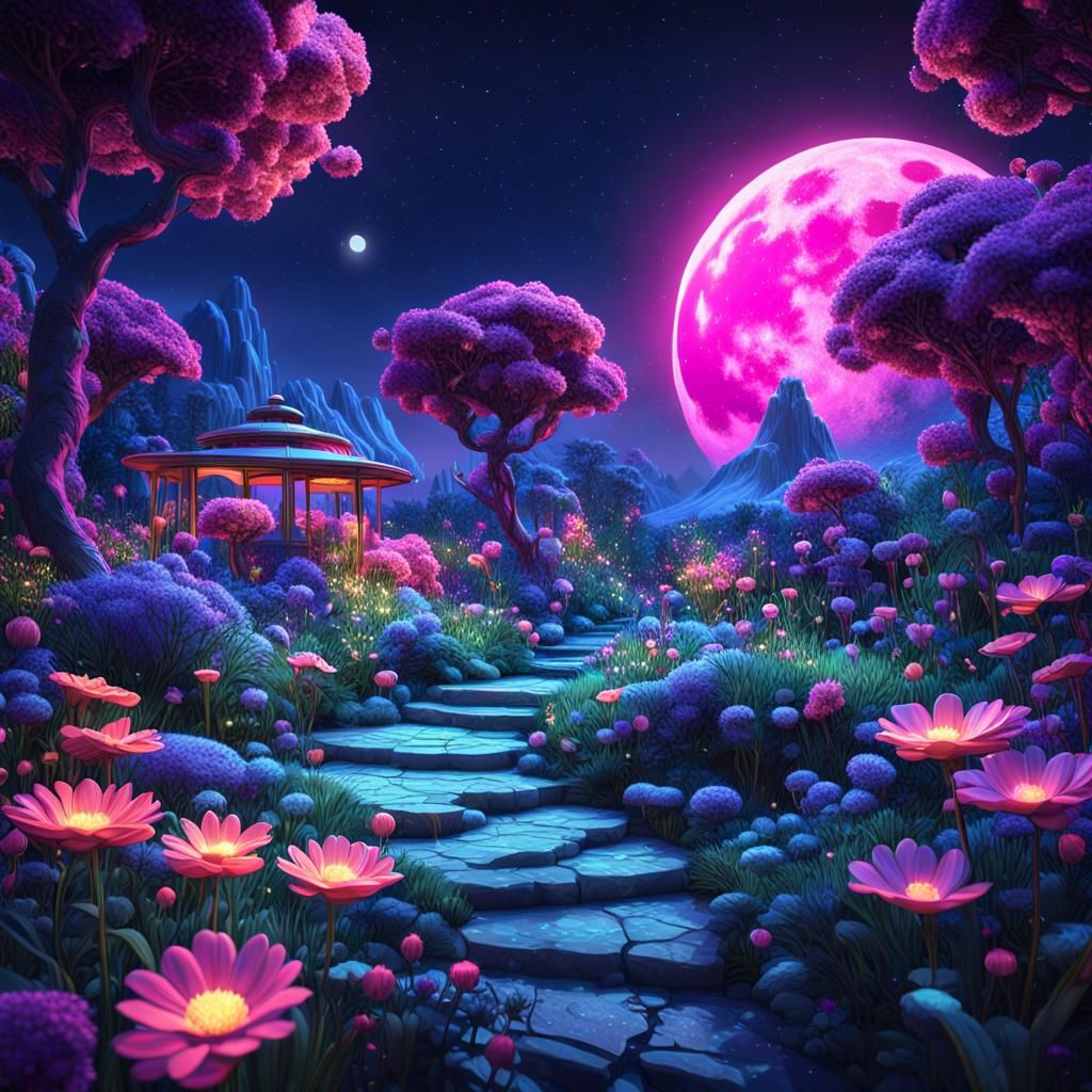 Moonlit flowers.