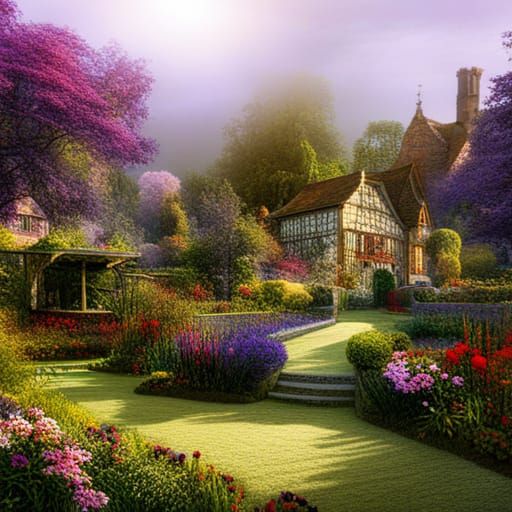 English country garden - AI Generated Artwork - NightCafe Creator