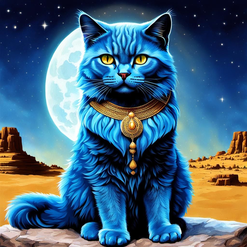 The goddess Bast evolved from Persian Blue cat.