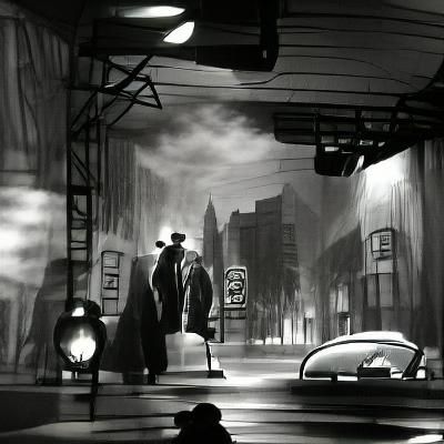 concept art film noir, street scene