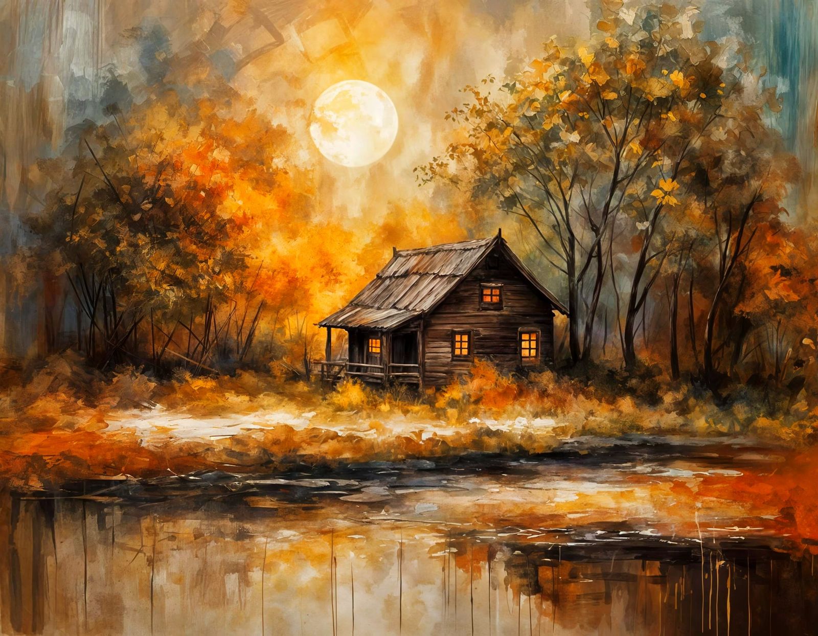 Digital Painting of Art Studio Table with Brushes and Palett...