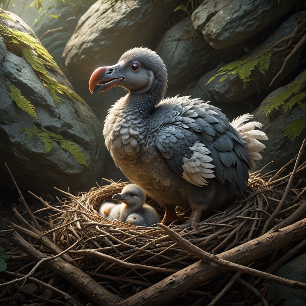 Dodo with chick  by @Superbear