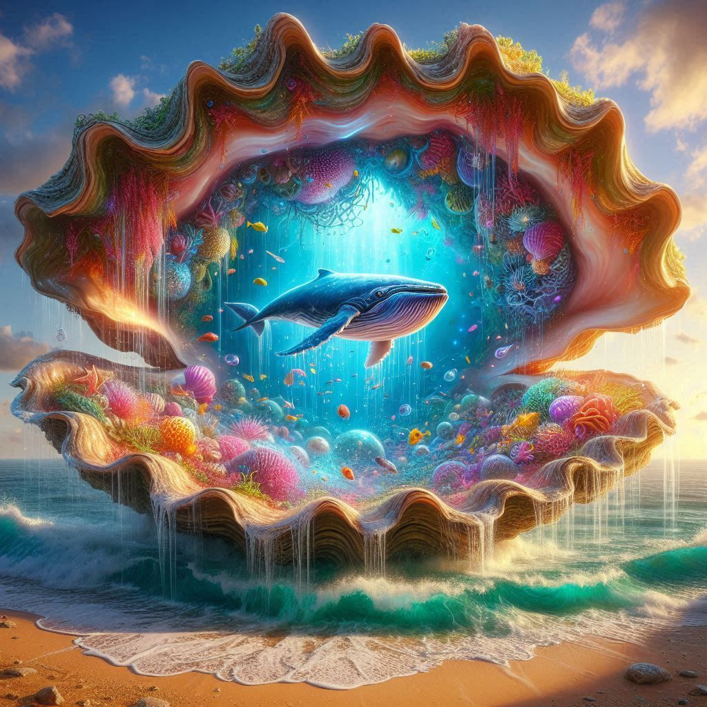 Fantasy Blue Whale in an Oyster Shell (1)