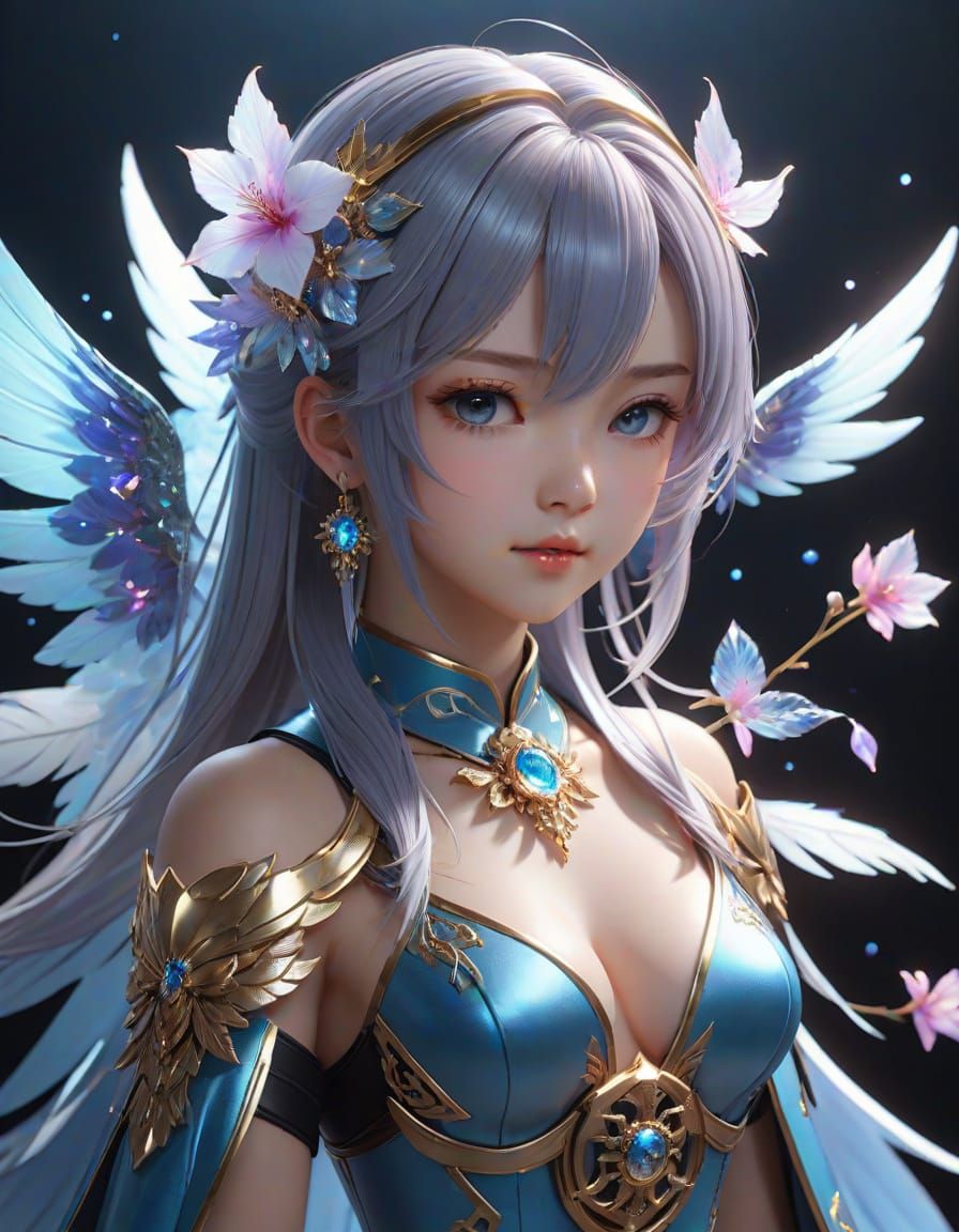 Celestial Being Descends with Crystal Flowers