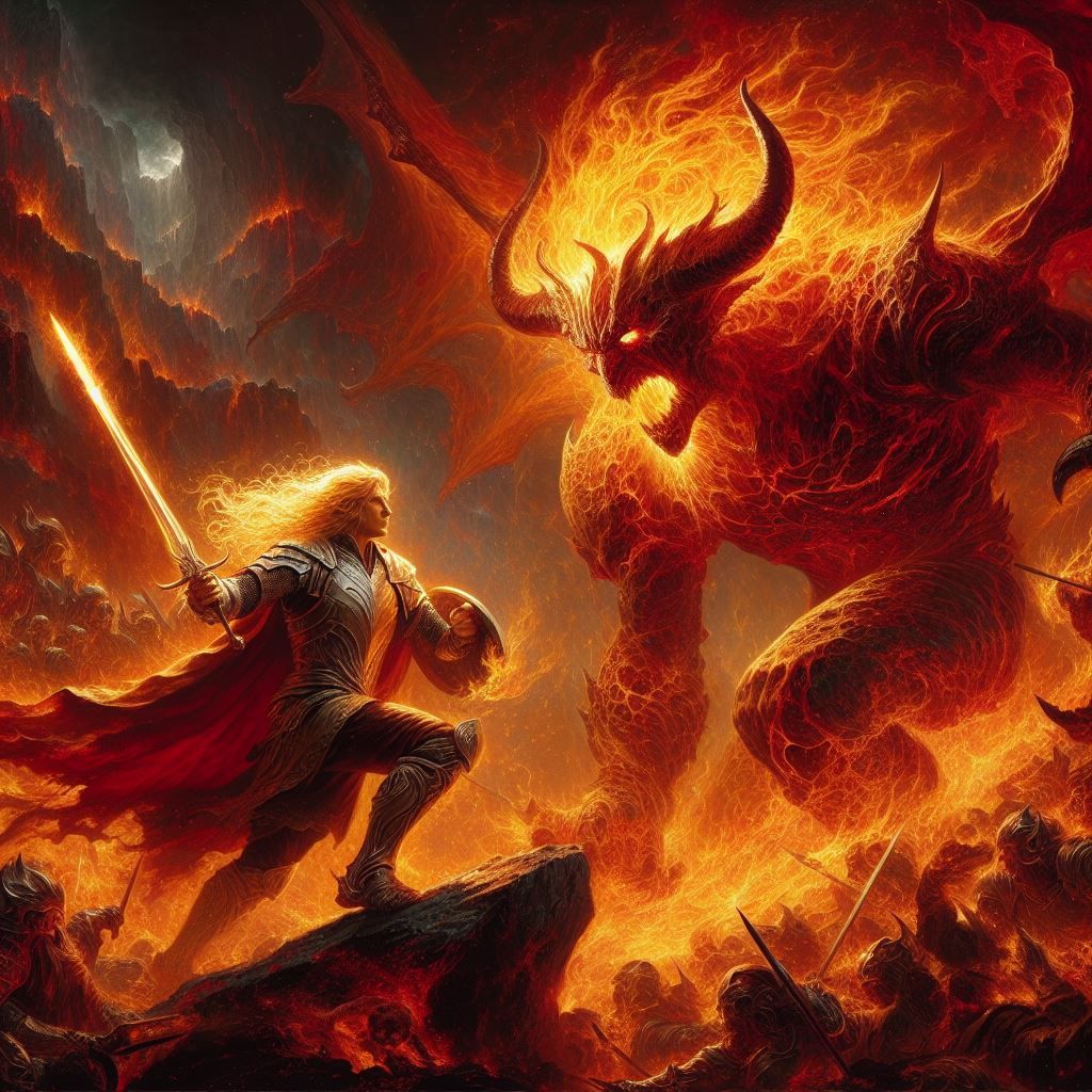Glorfindel in battle against Balrog