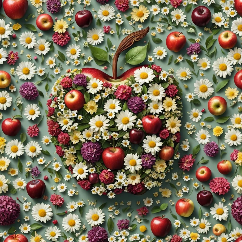 An thats apple made out of flowers