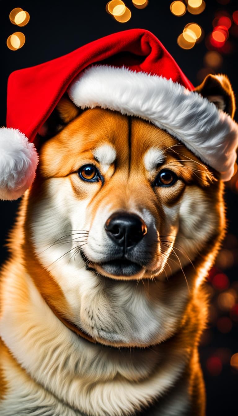 Shiba Inu with Santa hat. - AI Generated Artwork - NightCafe Creator