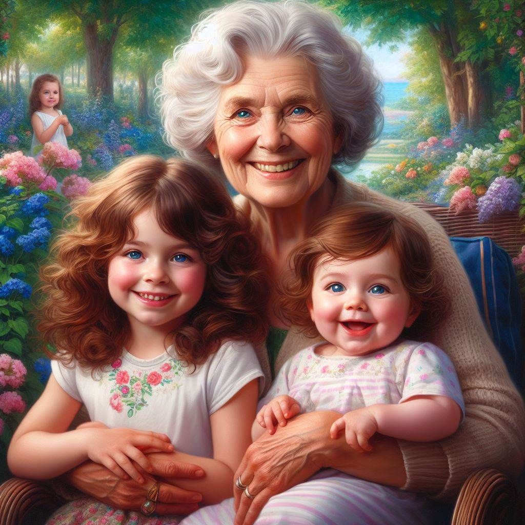 Mamie et ses petites filles.