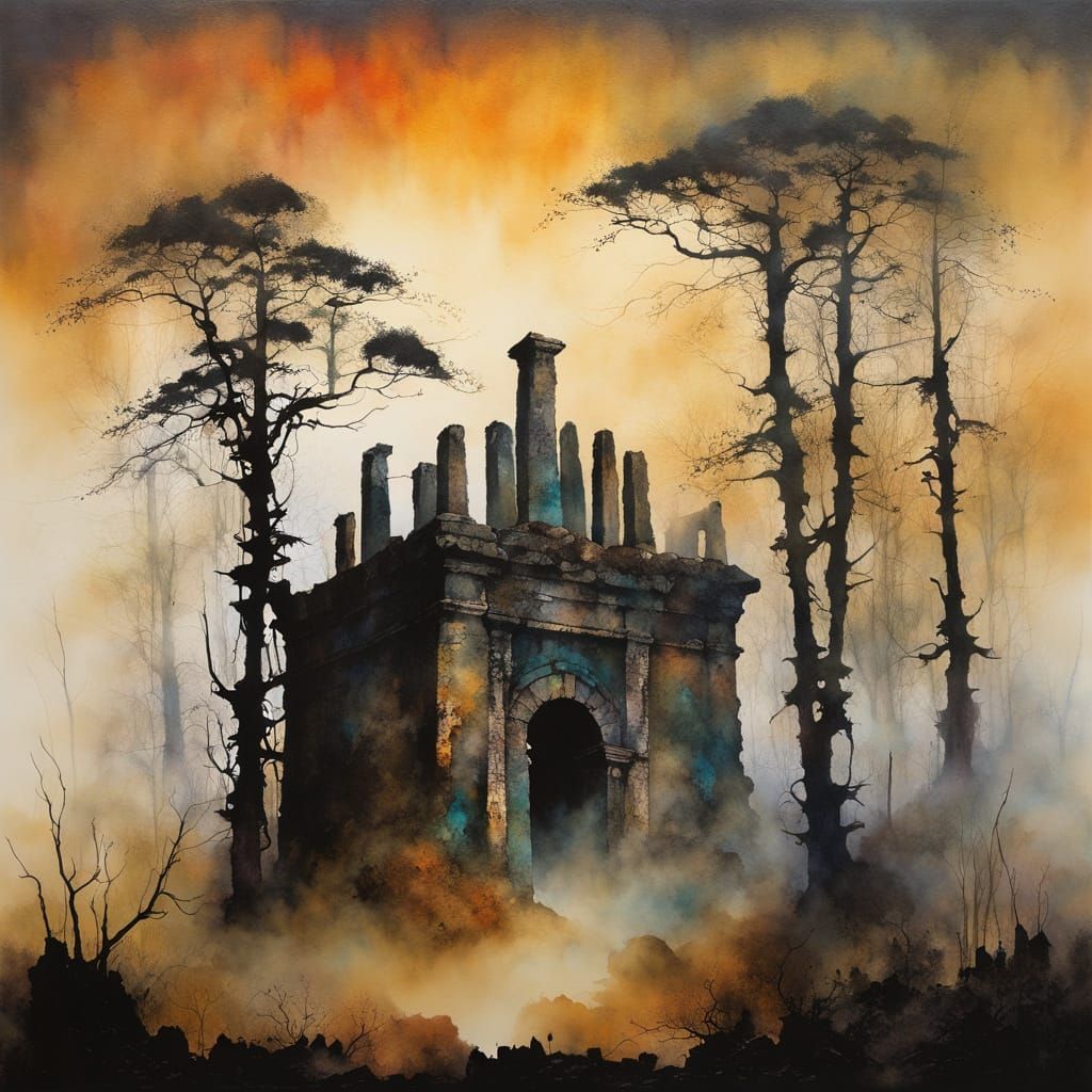 Ruins in the Fog  by @Shlucky