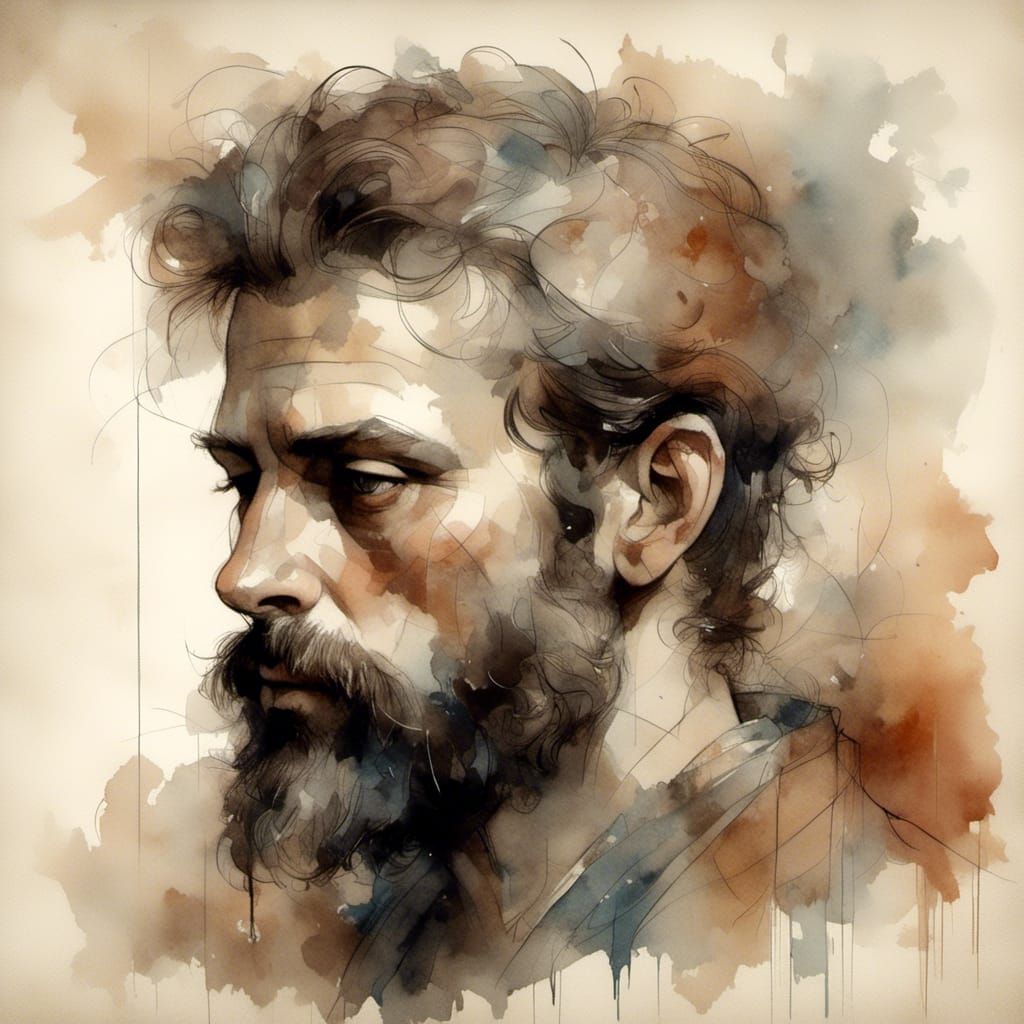 three-quarter portrait of a male criminal from the Roman Republic.  by @Bricklayr