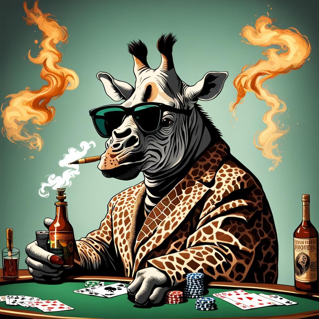 The grey giraffe poker king - AI Generated Artwork - NightCafe Creator