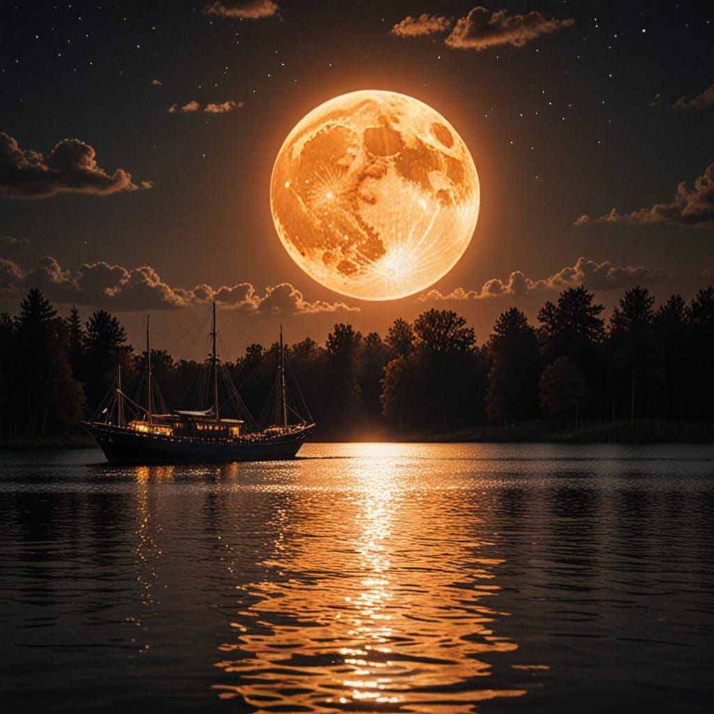 Night landscape in black and orange tones.   by @KarenK