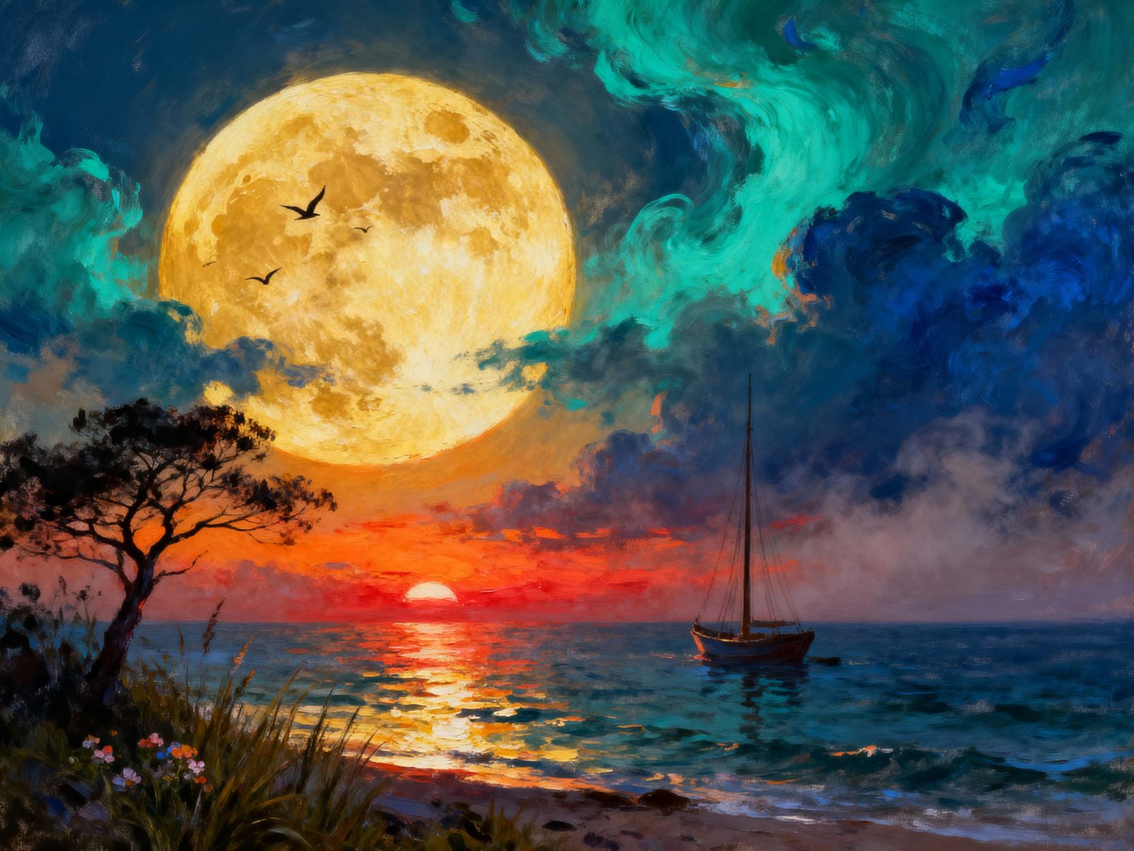 Dreamlike painterly seascape at Sunset  by @Eric V