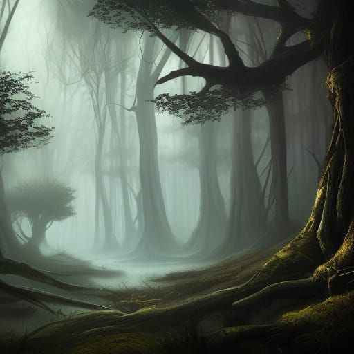 A dark and scary forest - AI Generated Artwork - NightCafe Creator