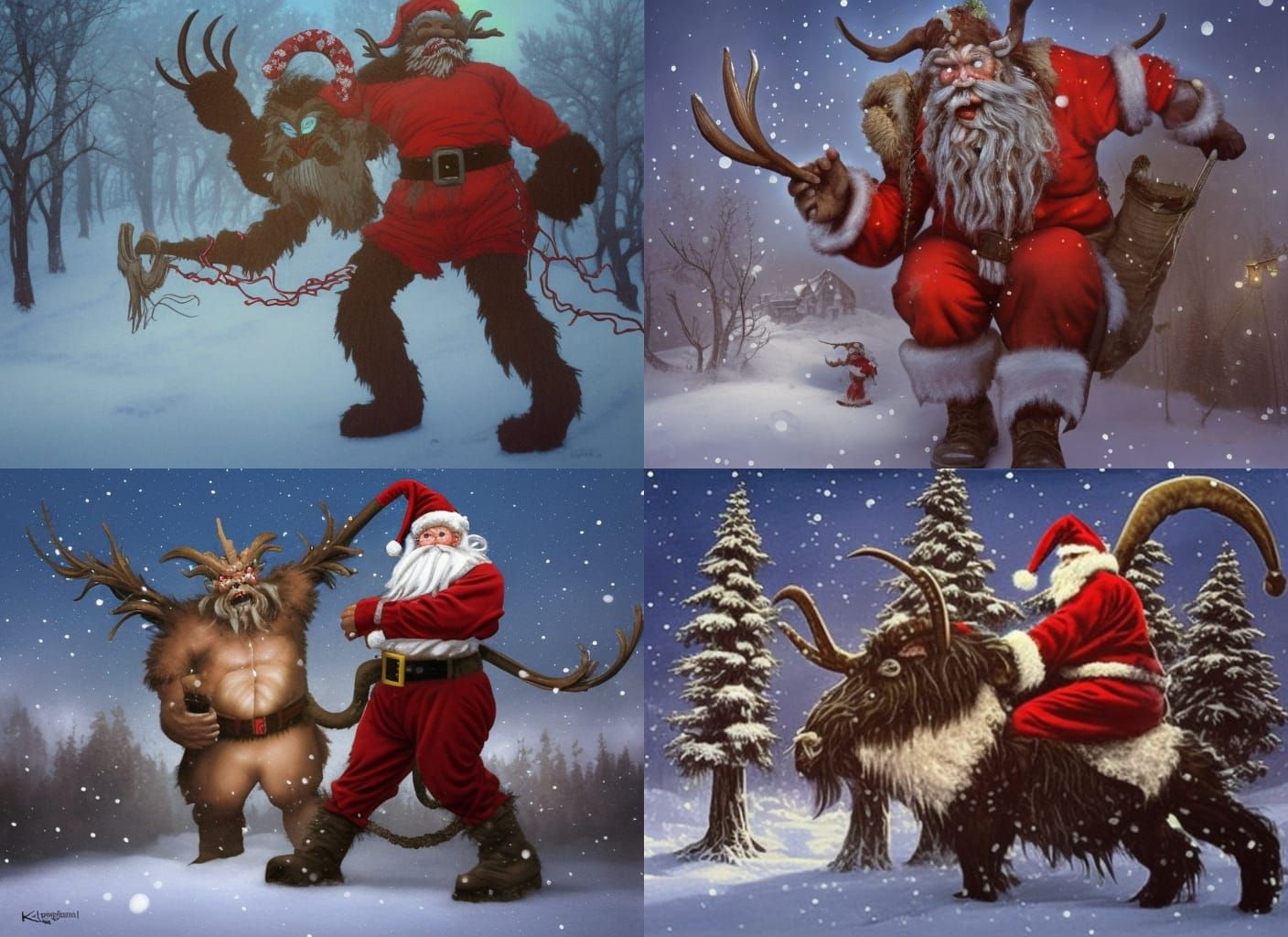Santa and krampus hanging out