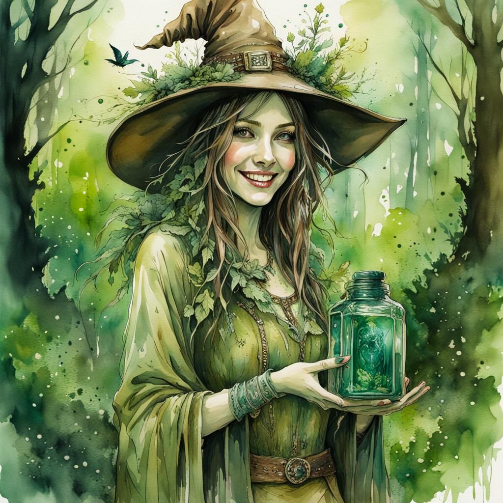 smiling whimsical witch  by @Ria