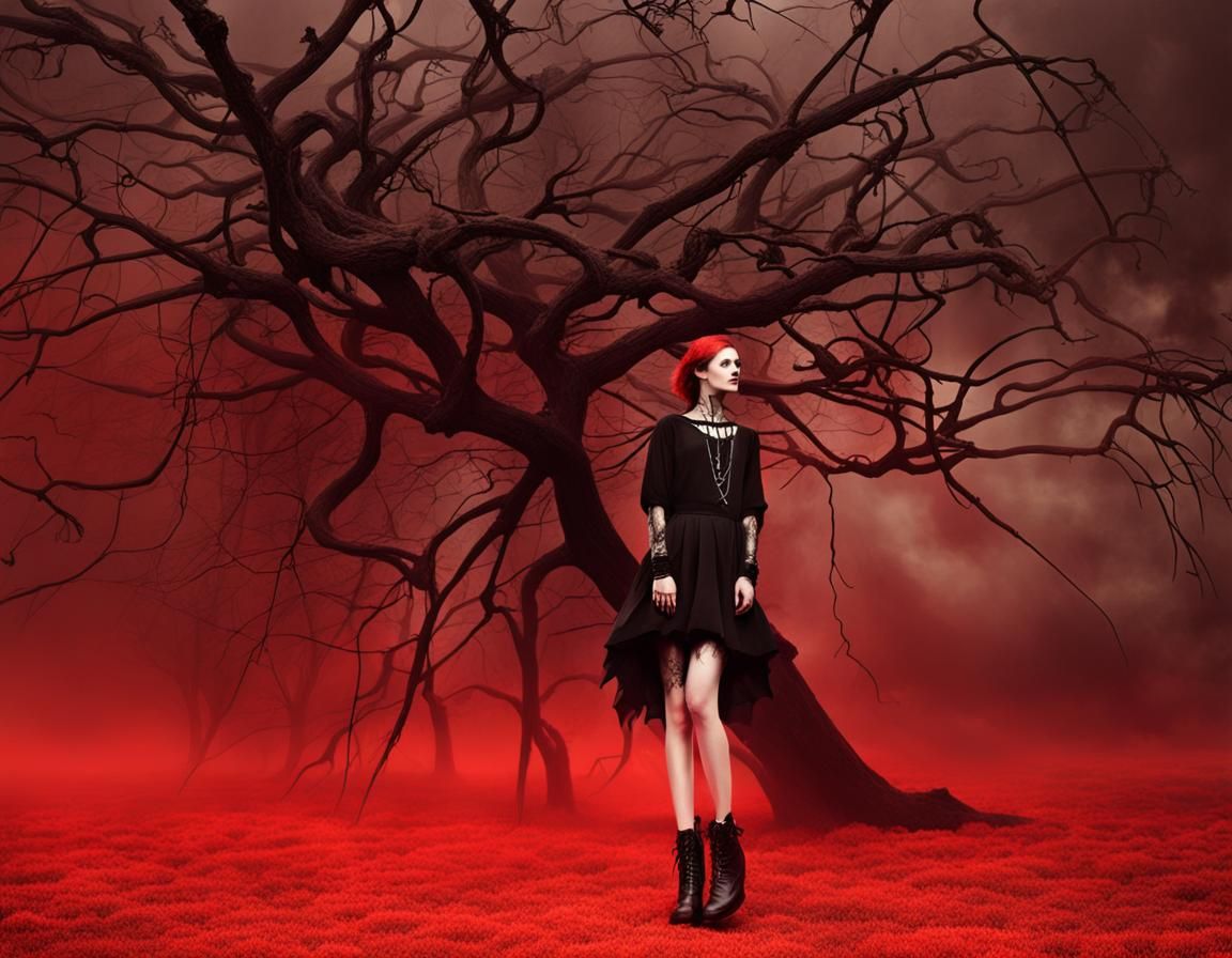 black branches. dead trees. graveyards. mausoleums. skeleton...