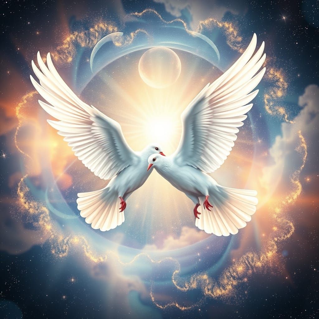 two white dove bringing peace  by @ErliR
