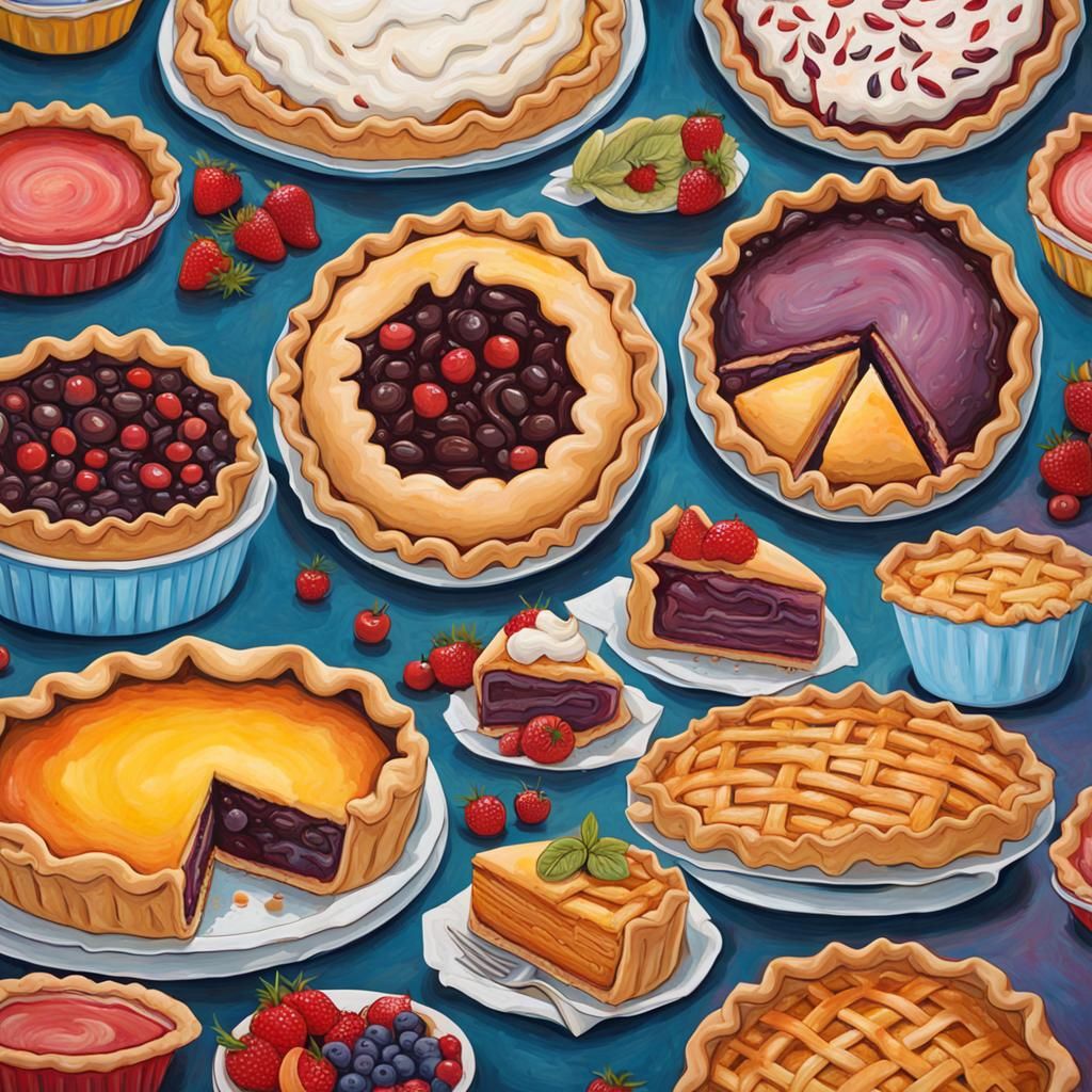 Colorful illustrations showcasing an assortment of delectabl...