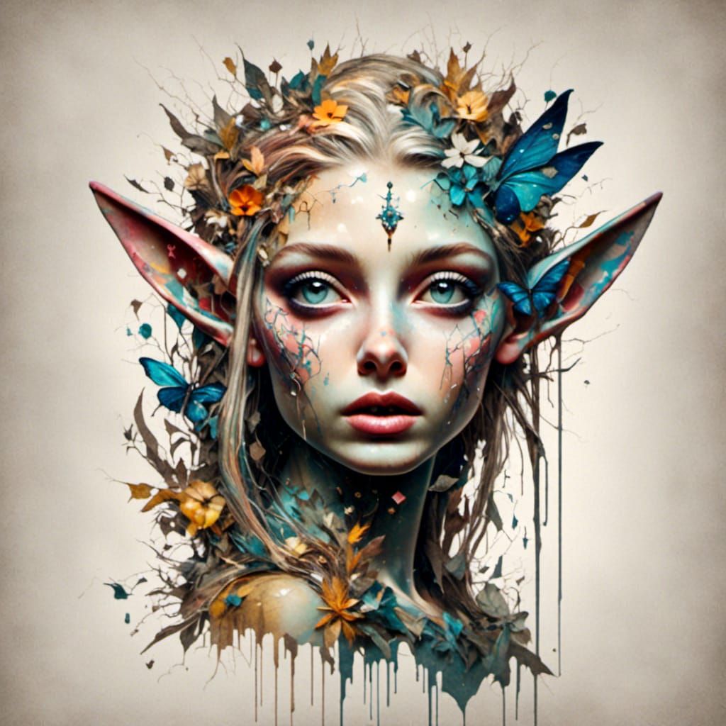 <lora:WickedlyElvenMAGIC:1.0> Eine skurrile Elfenfigur aus G...