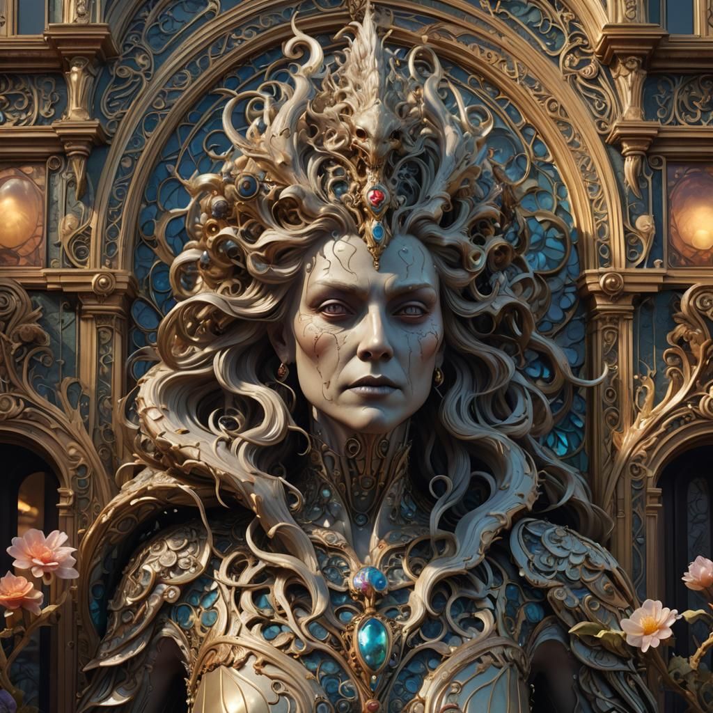 hyper-realistic imaginary horrific queered look mystic unkno...