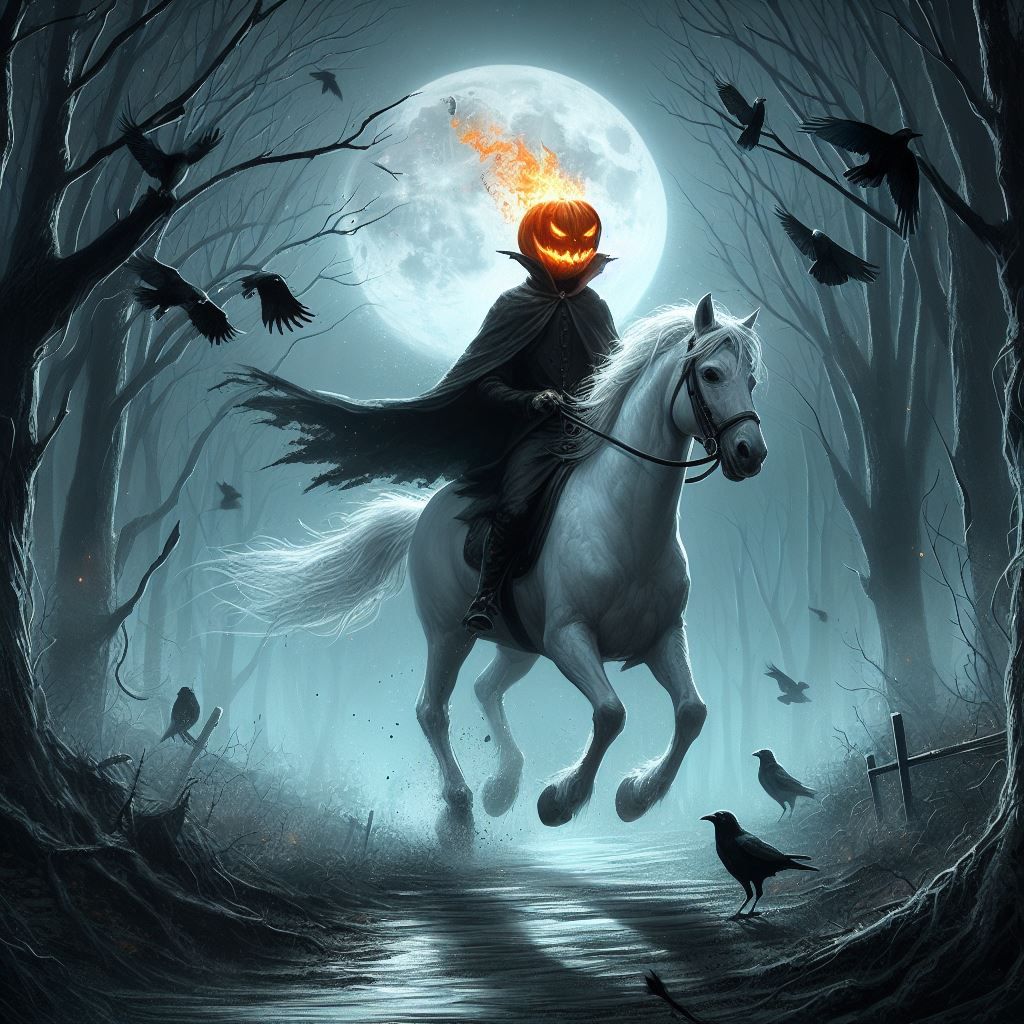 the headless horseman still rides his white horse