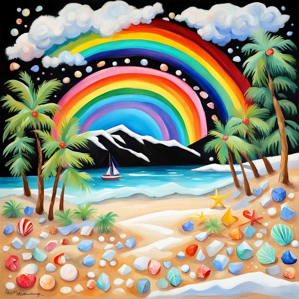 Tropical Winter Wonderland in Gouache Style