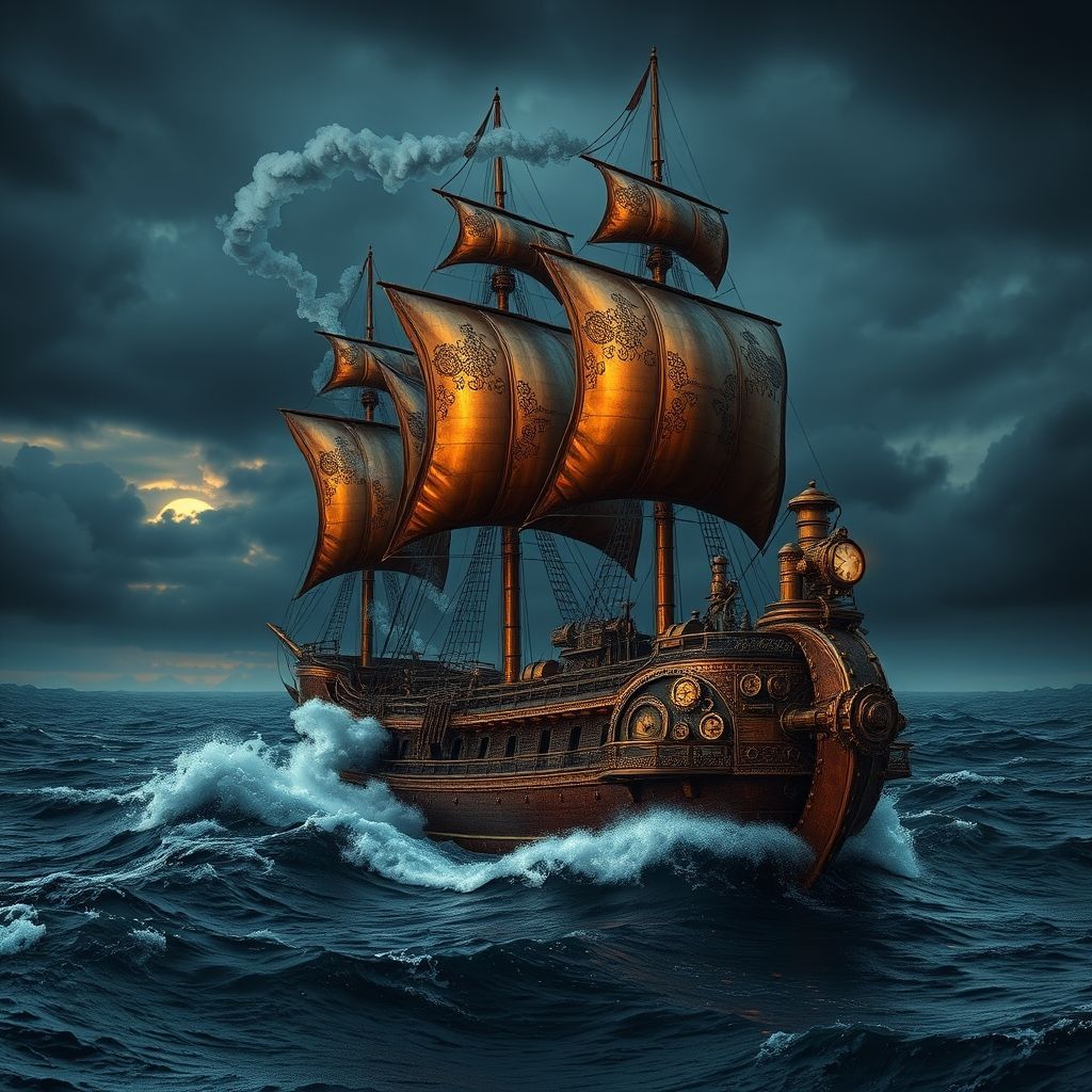 a majestic galleon ship navigating