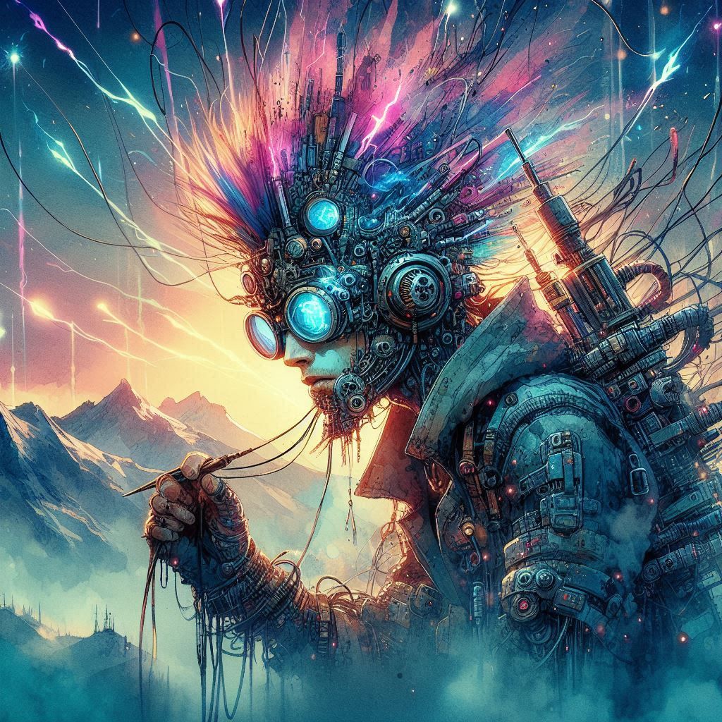 double exposure beautiful fantasy DALL-E 3 portrait landscape..