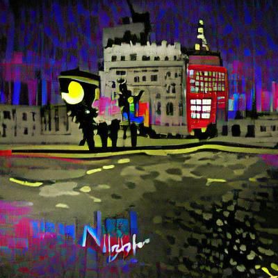LONDON NIGHT art ink drawing photoillustration pixel art pix...